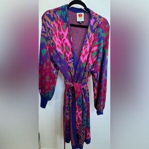 Farm Rio Mixed Leopard Print Cardigan Sweater. Size Medium